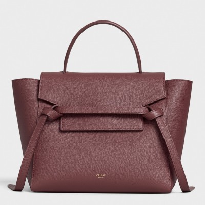 Celine Micro Belt Bag In Bordeaux Grained Calfskin CCBS24004