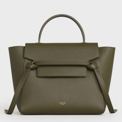 Celine Micro Belt Bag In Dark Olive Grained Calfskin CCBS24005