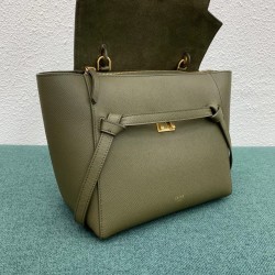 Celine Micro Belt Bag In Dark Olive Grained Calfskin CCBS24005