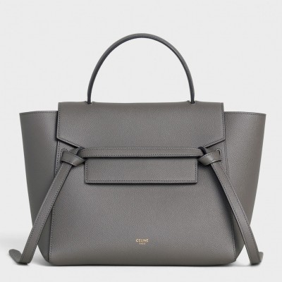 Celine Micro Belt Bag In Grey Grained Calfskin CCBS24006