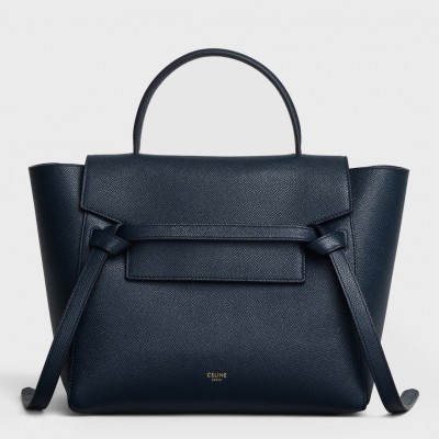 Celine Micro Belt Bag In Navy Blue Grained Calfskin CCBS24010