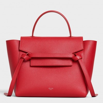 Celine Micro Belt Bag In Red Grained Calfskin CCBS24011