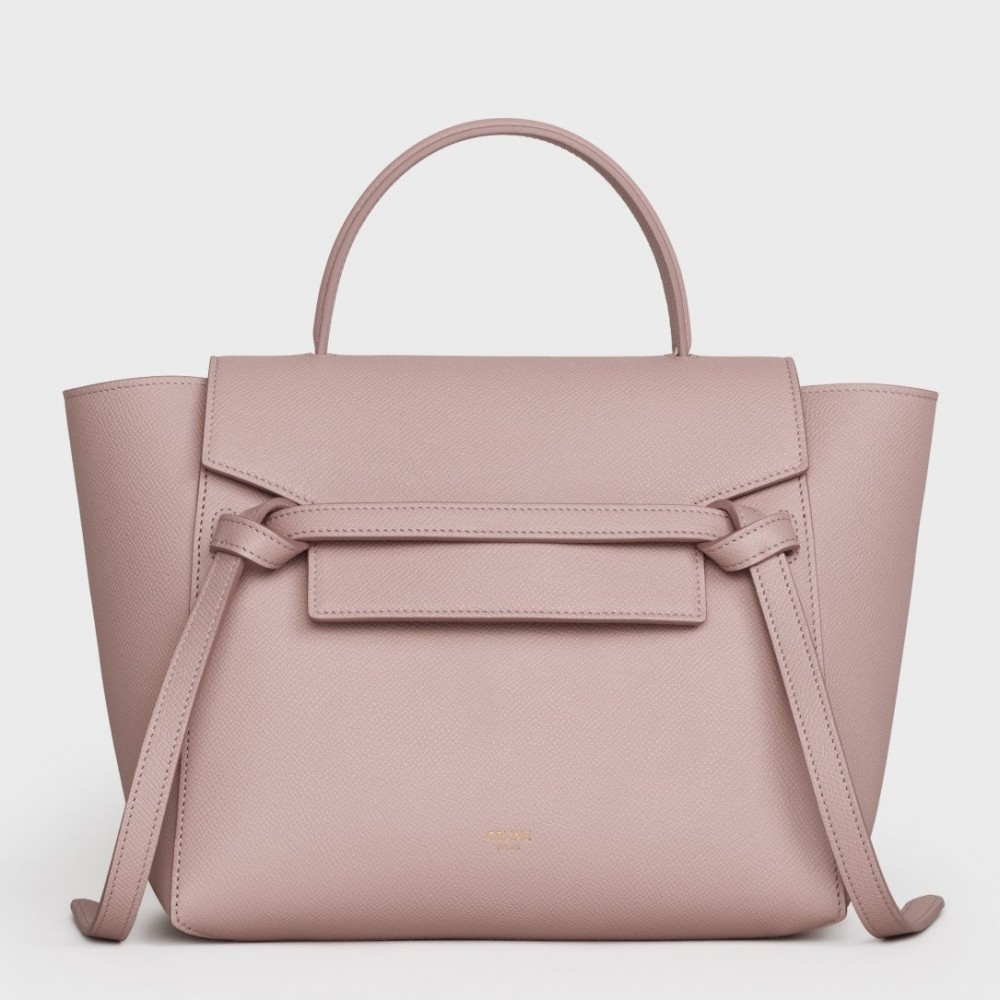 Celine Micro Belt Bag In Vintage Pink Grained Calfskin CCBS24013