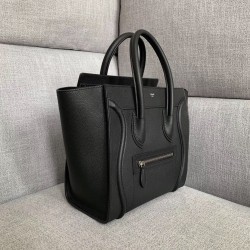 Celine Micro Luggage Tote Bag In Black Drummed Calfskin CCBS24110