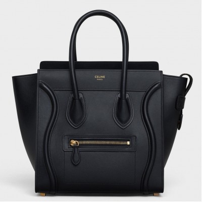 Celine Micro Luggage Tote Bag In Black Smooth Calfskin CCBS24111