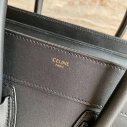 Celine Micro Luggage Tote Bag In Black Smooth Calfskin CCBS24111