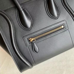 Celine Micro Luggage Tote Bag In Black Smooth Calfskin CCBS24111