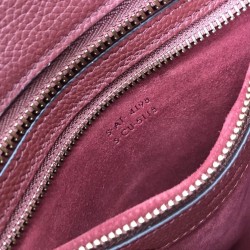 Celine Micro Luggage Tote Bag In Dark Red Drummed Calfskin CCBS24112