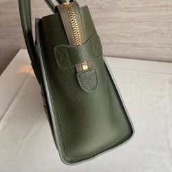 Celine Micro Luggage Tote Bag In Khaki Green Drummed Calfskin CCBS24113