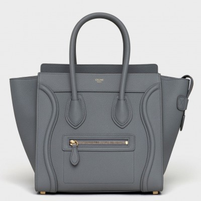 Celine Micro Luggage Tote Bag In Kohl Drummed Calfskin CCBS24114