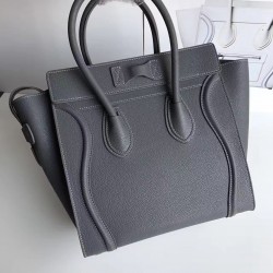 Celine Micro Luggage Tote Bag In Kohl Drummed Calfskin CCBS24114