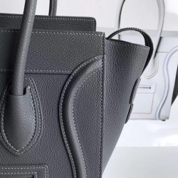 Celine Micro Luggage Tote Bag In Kohl Drummed Calfskin CCBS24114