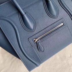 Celine Micro Luggage Tote Bag In Navy Blue Drummed Calfskin CCBS24115