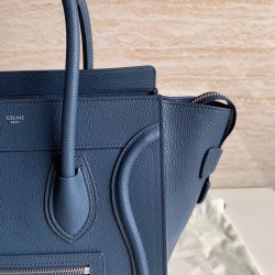 Celine Micro Luggage Tote Bag In Navy Blue Drummed Calfskin CCBS24115