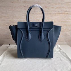 Celine Micro Luggage Tote Bag In Navy Blue Drummed Calfskin CCBS24115