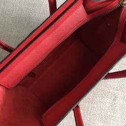 Celine Micro Luggage Tote Bag In Red Drummed Calfskin CCBS24116