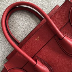 Celine Micro Luggage Tote Bag In Red Drummed Calfskin CCBS24116