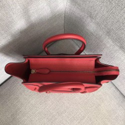 Celine Micro Luggage Tote Bag In Red Drummed Calfskin CCBS24116