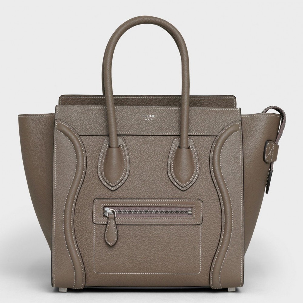 Celine Micro Luggage Tote Bag In Souris Drummed Calfskin CCBS24118