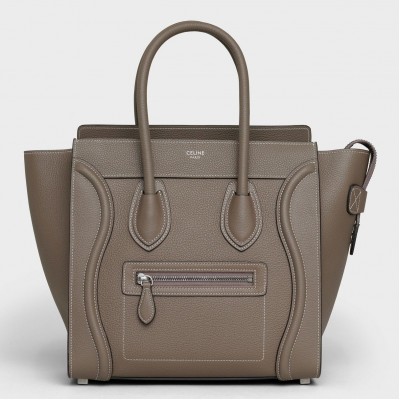 Celine Micro Luggage Tote Bag In Souris Drummed Calfskin CCBS24118