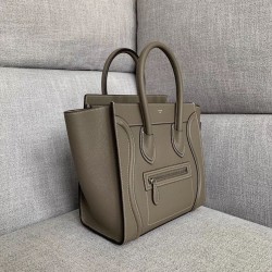 Celine Micro Luggage Tote Bag In Souris Drummed Calfskin CCBS24118