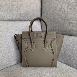 Celine Micro Luggage Tote Bag In Souris Drummed Calfskin CCBS24118