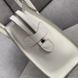 Celine Micro Luggage Tote Bag In White Drummed Calfskin CCBS24119