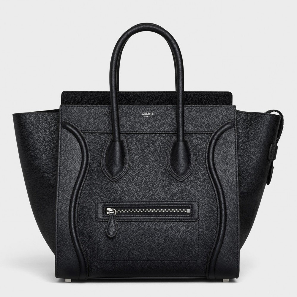 Celine Mini Luggage Tote Bag In Black Drummed Calfskin CCBS24120