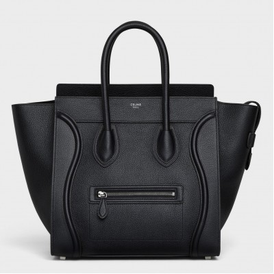 Celine Mini Luggage Tote Bag In Black Drummed Calfskin CCBS24120