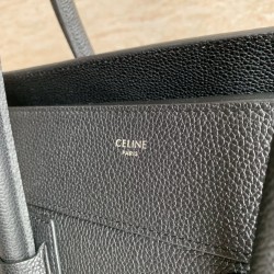 Celine Mini Luggage Tote Bag In Black Drummed Calfskin CCBS24120