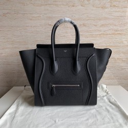 Celine Mini Luggage Tote Bag In Black Drummed Calfskin CCBS24120