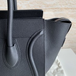 Celine Mini Luggage Tote Bag In Black Drummed Calfskin CCBS24120