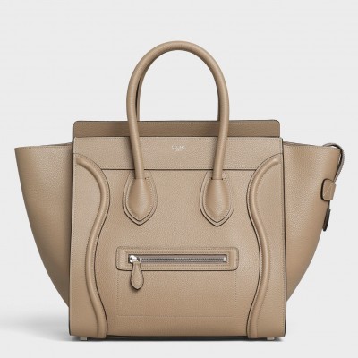 Celine Mini Luggage Tote Bag In Dune Drummed Calfskin CCBS24121