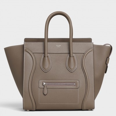 Celine Mini Luggage Tote Bag In Souris Drummed Calfskin CCBS24122