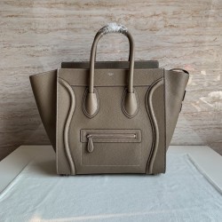 Celine Mini Luggage Tote Bag In Souris Drummed Calfskin CCBS24122