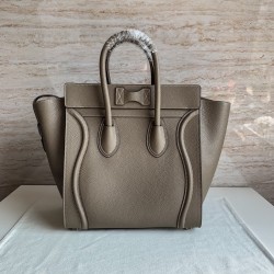 Celine Mini Luggage Tote Bag In Souris Drummed Calfskin CCBS24122