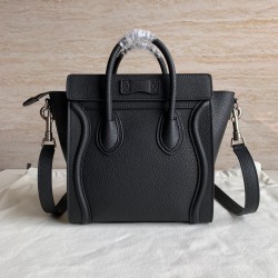 Celine Nano Luggage Tote Bag In Black Drummed Calfskin CCBS24123