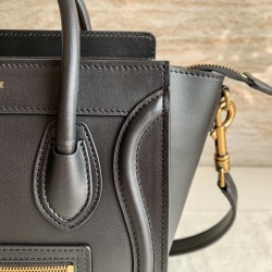 Celine Nano Luggage Tote Bag In Black Smooth Calfskin CCBS24124