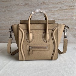 Celine Nano Luggage Tote Bag In Dune Drummed Calfskin CCBS24125