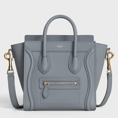 Celine Nano Luggage Tote Bag In Kohl Drummed Calfskin CCBS24126