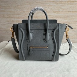 Celine Nano Luggage Tote Bag In Kohl Drummed Calfskin CCBS24126