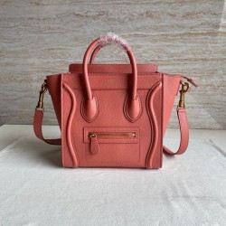 Celine Nano Luggage Tote Bag In Orange Drummed Calfskin CCBS24128