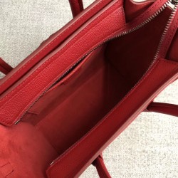 Celine Nano Luggage Tote Bag In Red Drummed Calfskin CCBS24129