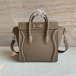 Celine Nano Luggage Tote Bag In Souris Drummed Calfskin CCBS24131