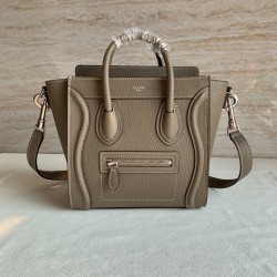 Celine Nano Luggage Tote Bag In Souris Drummed Calfskin CCBS24131