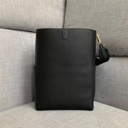 Celine Sangle Bucket Bag In Black Grained Calfskin CCBS24079