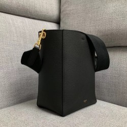 Celine Sangle Small Bucket Bag In Black Calfskin CCBS24082