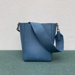 Celine Sangle Small Bucket Bag In Slate Blue Calfskin CCBS24084