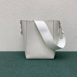 Celine Sangle Small Bucket Bag In White Calfskin CCBS24086