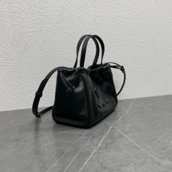 Celine Small Cabas Drawstring Cuir Triomphe Bag in Black Calfskin CCBS24101